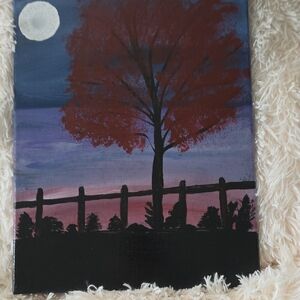 Moonlit Night Tree Art Canvas